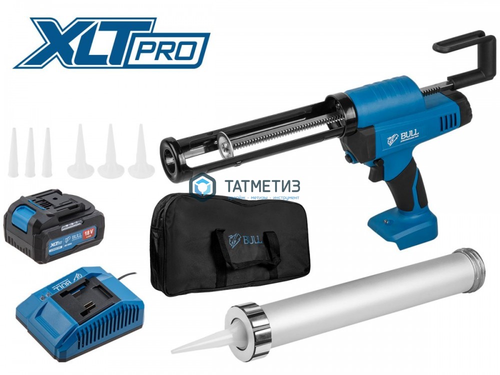 Пистолет аккум. д/герметиков 300 мл, 18В, Li-ion, 2500Н, 0,8-8,3 мм/с, сумка, BULL CG 1860 -  магазин «ТАТМЕТИЗ»