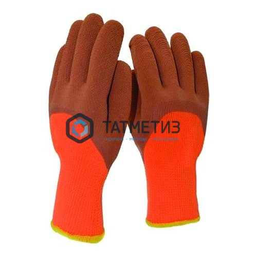 Перчатки акрил утепленные "Торро" 3/4 облива, вспен.латекс, ОРАНЖ.- КОРИЧ. -  магазин «ТАТМЕТИЗ»